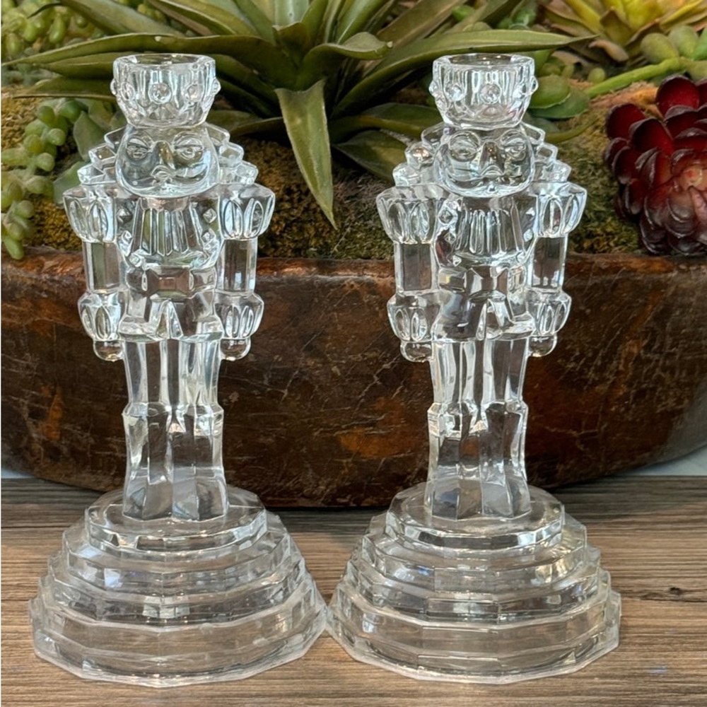Princess House Crystal Soldier Nutcracker Candle Holders (Set of 2)